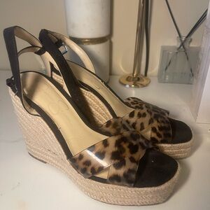 Leopard Print Wedge Sandals